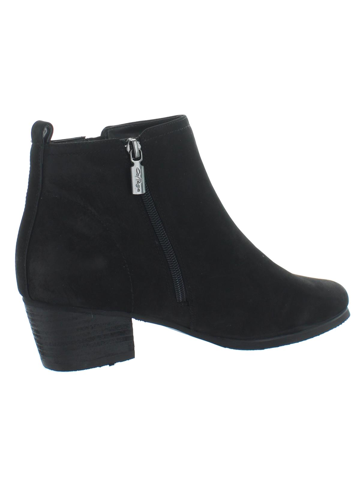 Botas de couro femininas Aqua College com bico redondo e salto bloco, zíper, pretas, tamanho 5,5 M