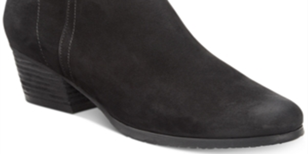Botas de couro femininas Aqua College com bico redondo e salto bloco, zíper, pretas, tamanho 5,5 M