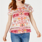 Blusa feminina estampada com decote redondo, estilo &amp; co, Bloom Rituals, rosa, tamanho médio