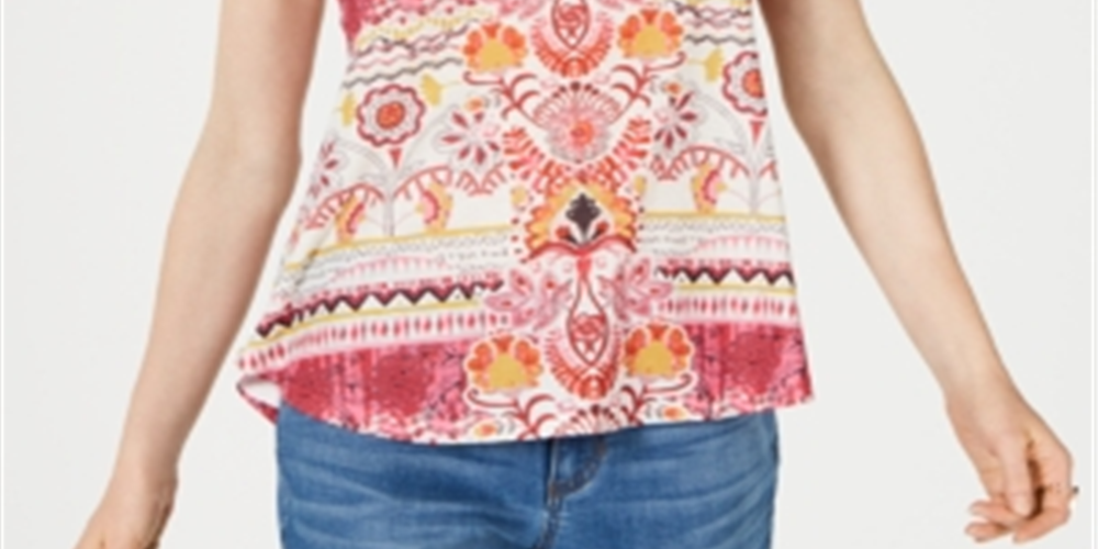 Blusa feminina estampada com decote redondo, estilo &amp; co, Bloom Rituals, rosa, tamanho médio