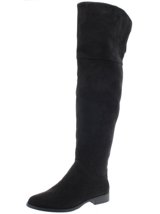 Botas femininas XOXO com fecho e fecho de correr Tristen, bico redondo e salto bloco, tamanho 7, pretas