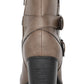 Bota feminina Style &amp; Co com fivela e acolchoamento, bico redondo, salto bloco, zíper, marrom, tamanho 10 M