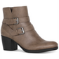 Bota feminina Style &amp; Co com fivela e acolchoamento, bico redondo, salto bloco, zíper, marrom, tamanho 10 M