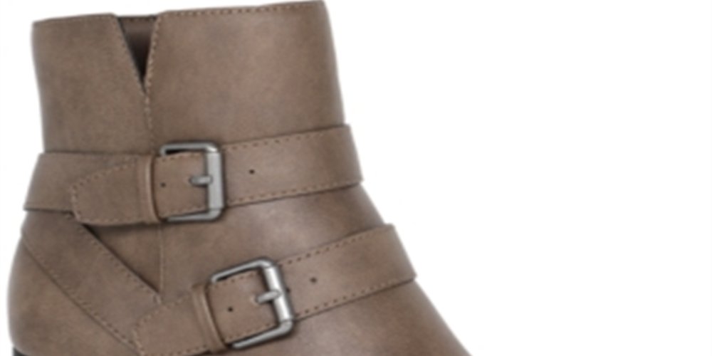 Bota feminina Style &amp; Co com fivela e acolchoamento, bico redondo, salto bloco, zíper, marrom, tamanho 10 M