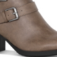 Bota feminina Style &amp; Co com fivela e acolchoamento, bico redondo, salto bloco, zíper, marrom, tamanho 10 M