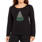 Camiseta feminina Karen Scott com estampa de Natal, preta, tamanho 2XL