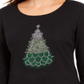 Camiseta feminina Karen Scott com estampa de Natal, preta, tamanho 2XL