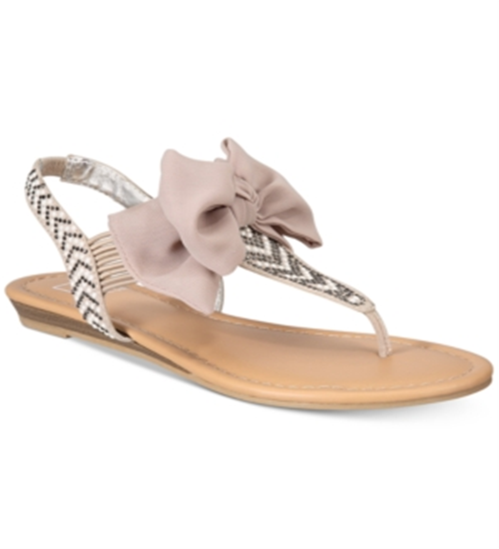 Material Girl Sandálias Femininas Swan3 Tecido Biqueira Aberta Casual Slingback Marrom Tamanho 5,5 M
