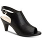Sandálias femininas Alfani Jalenne Peep Toe com tira traseira em couro preto, tamanho 10 M