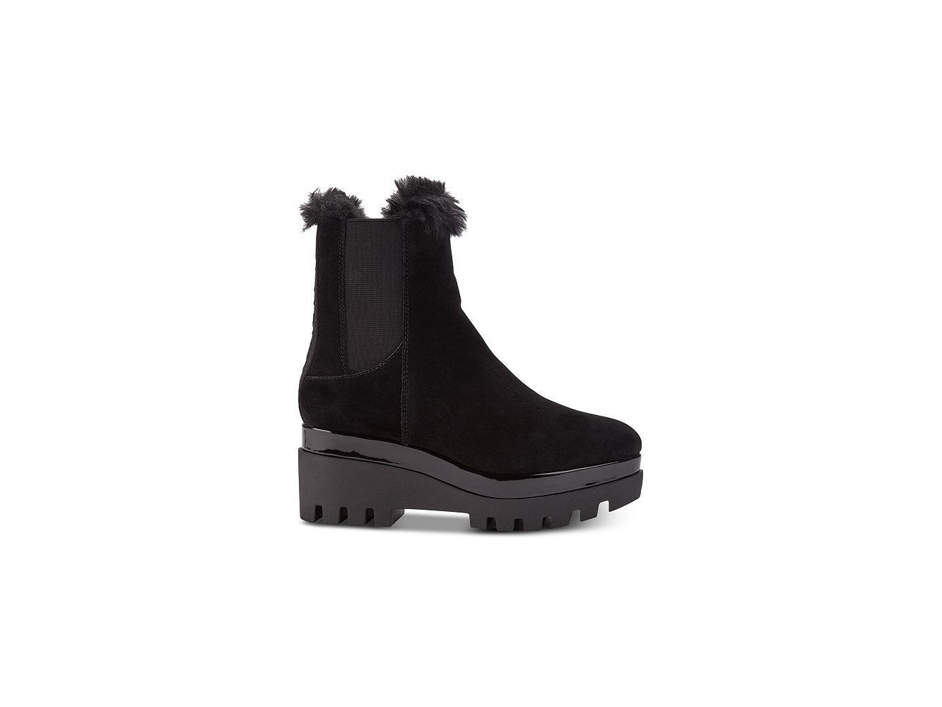 Botas femininas DKNY de tecido com bico amendoado e cano curto, tamanho 9, pretas