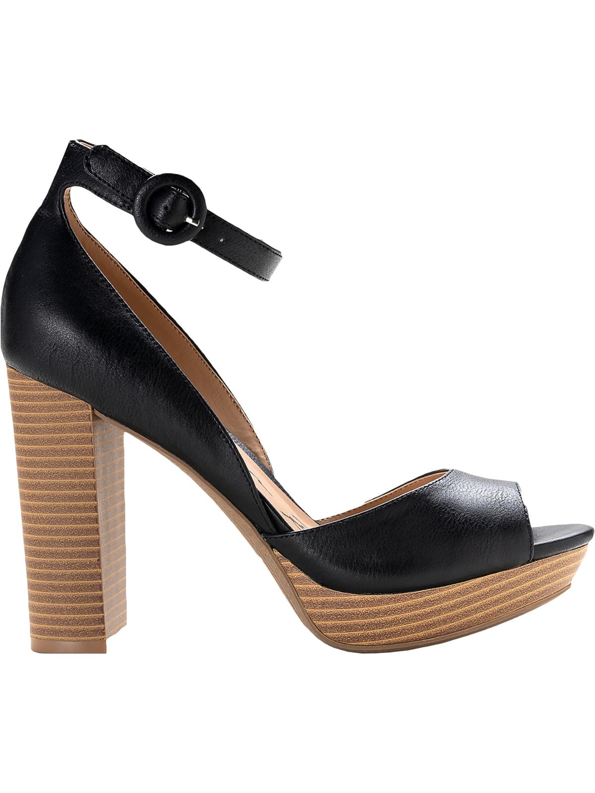 Sandálias plataforma femininas American Rag Reeta com salto bloco, pretas, tamanho 9,5M