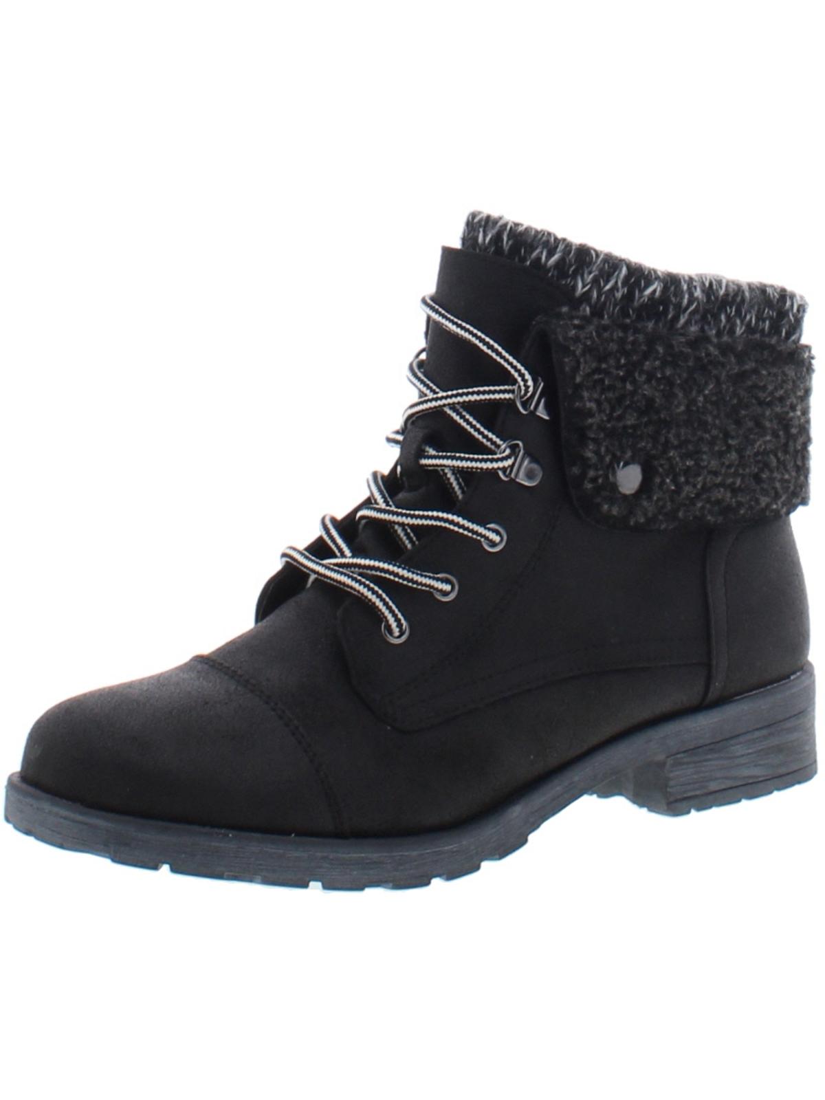 Botas femininas White Mountain com bico redondo e salto bloco, pretas, tamanho 9,5 M