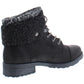 Botas femininas White Mountain com bico redondo e salto bloco, pretas, tamanho 9,5 M