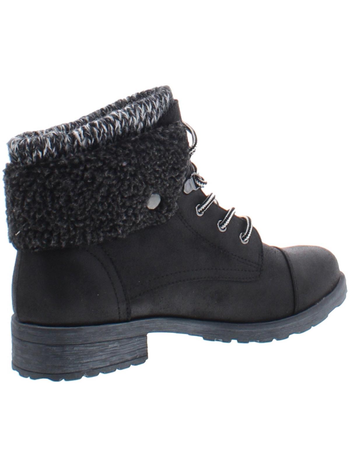 Botas femininas White Mountain com bico redondo e salto bloco, pretas, tamanho 9,5 M
