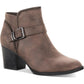 Botas femininas American Rag com zíper e fivela Accent Comfort Milly, bico redondo, salto bloco, marrom, tamanho 8,5 M