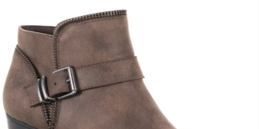 Botas femininas American Rag com zíper e fivela Accent Comfort Milly, bico redondo, salto bloco, marrom, tamanho 8,5 M