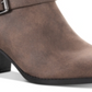 Botas femininas American Rag com zíper e fivela Accent Comfort Milly, bico redondo, salto bloco, marrom, tamanho 8,5 M