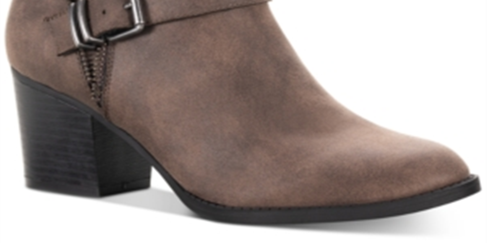 Botas femininas American Rag com zíper e fivela Accent Comfort Milly, bico redondo, salto bloco, marrom, tamanho 8,5 M