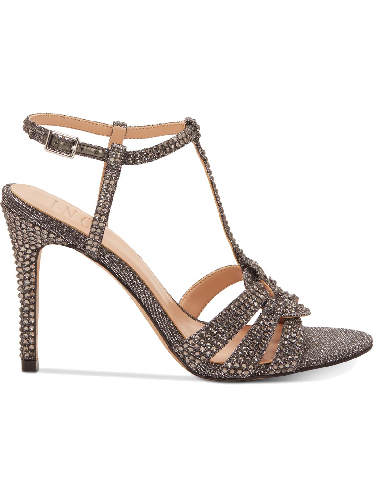 Sandálias femininas de festa com tiras no tornozelo e salto alto INC International Concepts Rowyn, tamanho 8,5 M, cinza