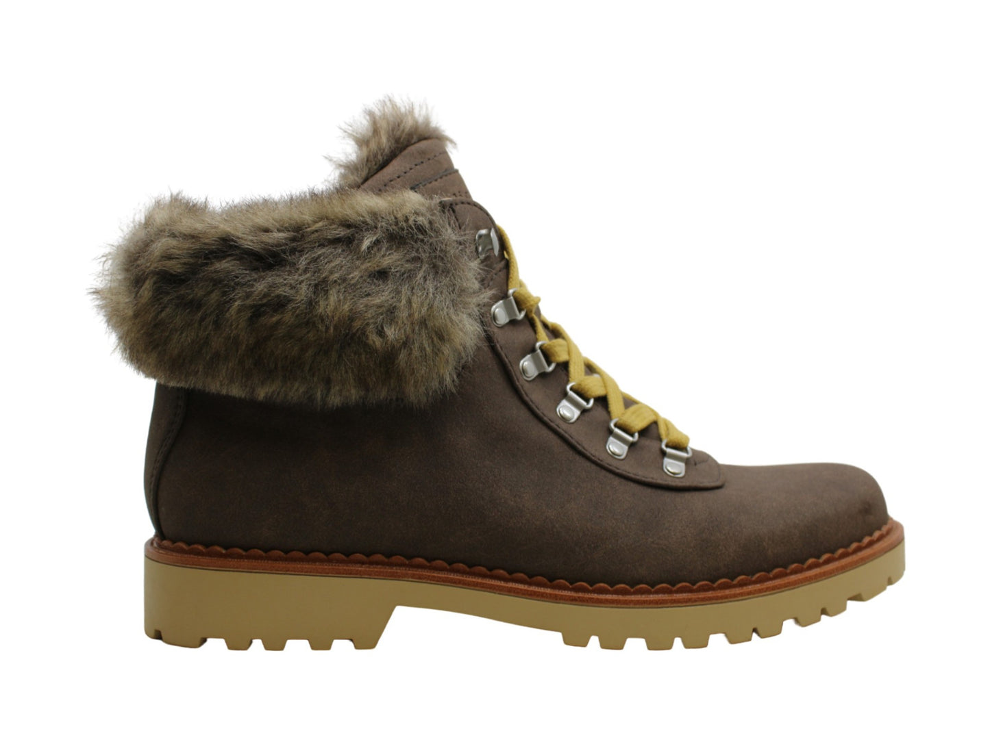Botas femininas Cicela com bico amendoado e cano curto para clima frio, tamanho 6 M, marrom, Indigo Rd.