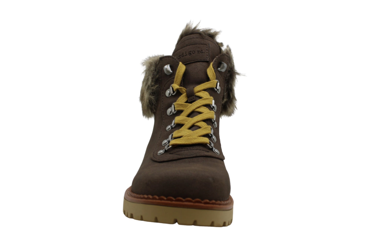 Botas femininas Cicela com bico amendoado e cano curto para clima frio, tamanho 6 M, marrom, Indigo Rd.