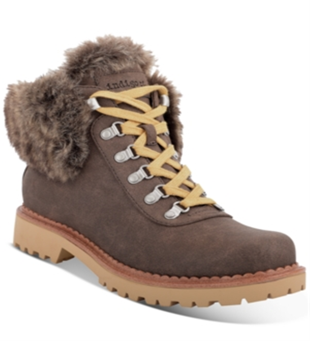 Botas femininas Cicela com bico amendoado e cano curto para clima frio, tamanho 6 M, marrom, Indigo Rd.