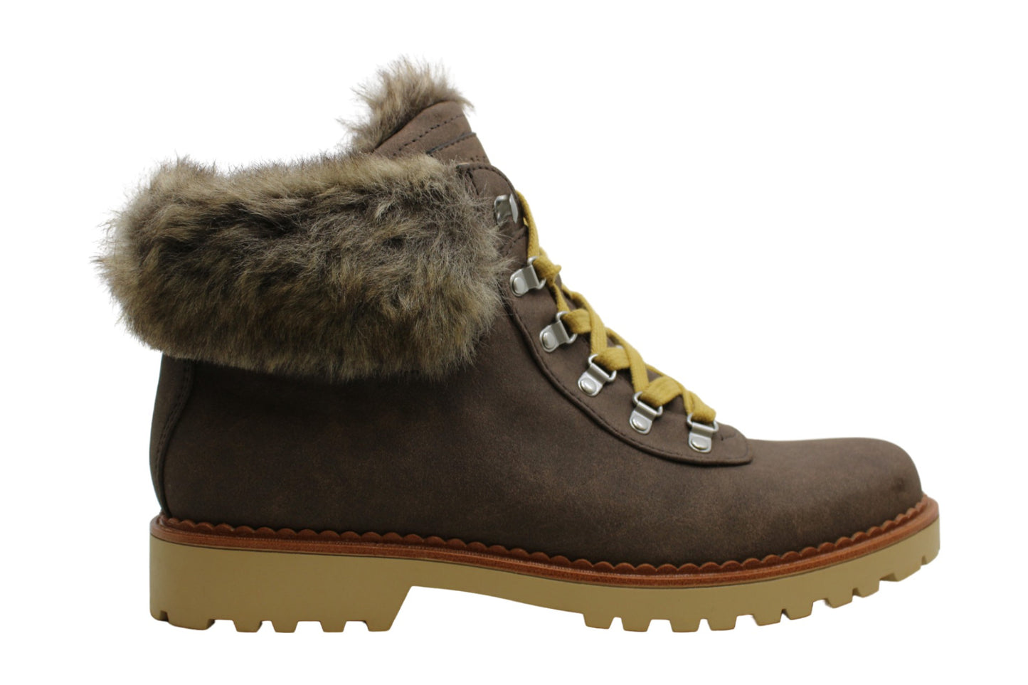 Botas femininas Cicela com bico amendoado e cano curto para clima frio, tamanho 6 M, marrom, Indigo Rd.