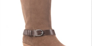 Botas de couro femininas American Rag Accent Tegan com bico amendoado e salto bloco, marrom, tamanho 9,5 M