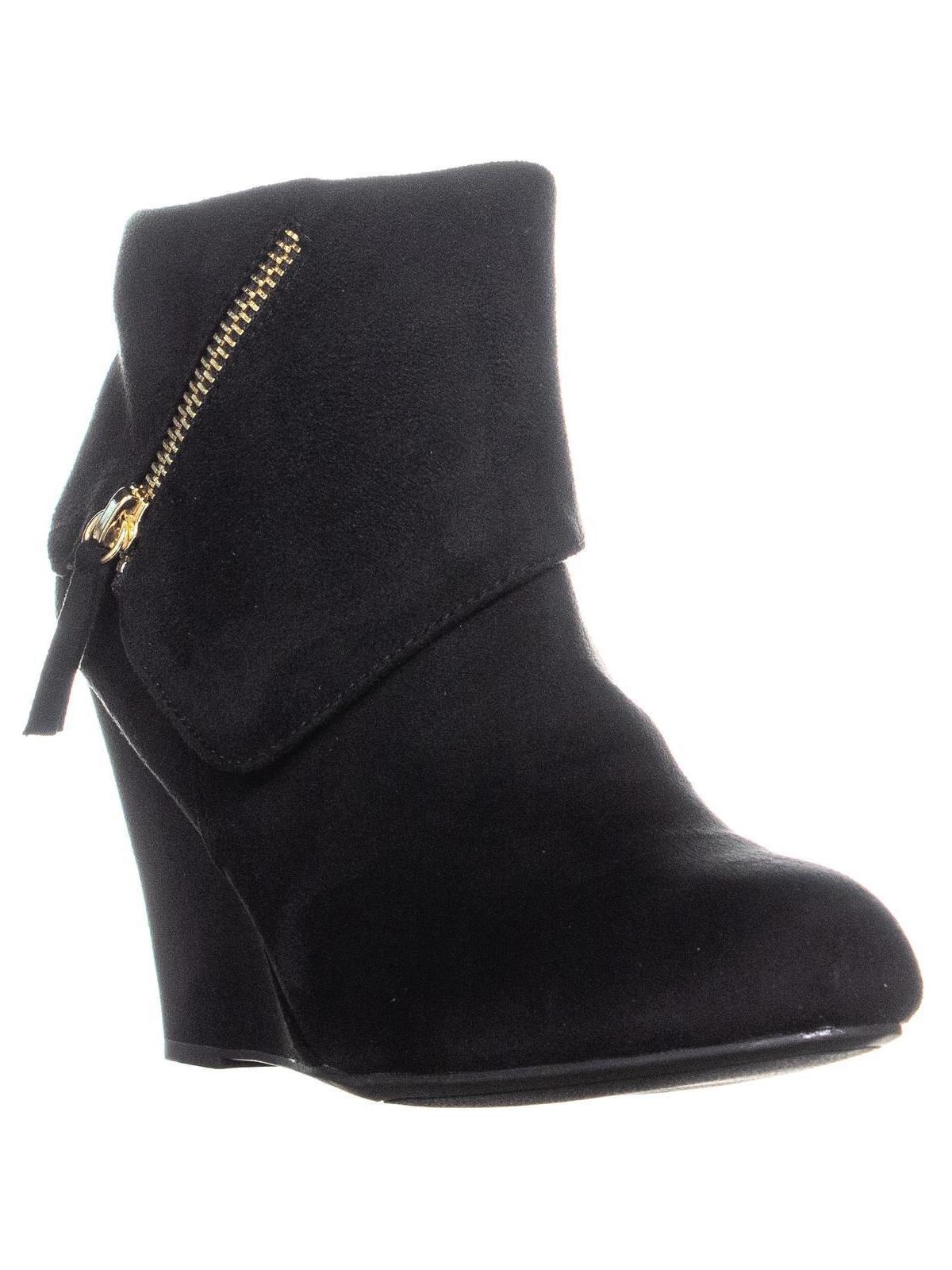 Bota feminina Rebel By Zigi Soho Zipper Accent Comfort Ksenia bico redondo salto plataforma preto tamanho 9 M