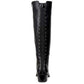 Botas femininas Bar III Vaylap de couro, bico amendoado, cano alto, para clima frio, pretas, tamanho 9,5 m