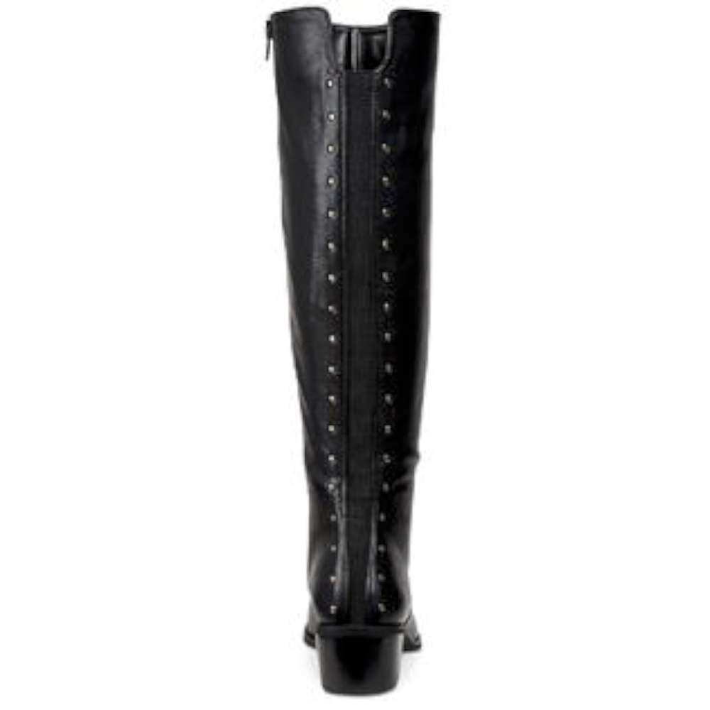 Botas femininas Bar III Vaylap de couro, bico amendoado, cano alto, para clima frio, pretas, tamanho 9,5 m