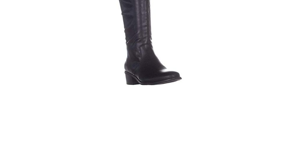 Botas femininas Bar III Vaylap de couro, bico amendoado, cano alto, para clima frio, pretas, tamanho 9,5 m