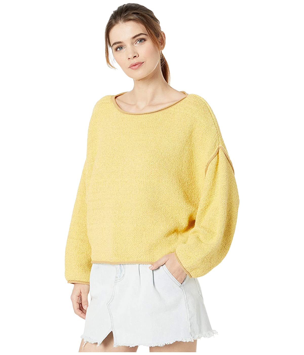 Suéter Bardot Feminino Free People Amarelo Claro Tamanho Grande