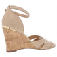 Sandálias femininas Nine West Lilly Cut Out com bico aberto e salto anabela, tamanho 9 M, marrom