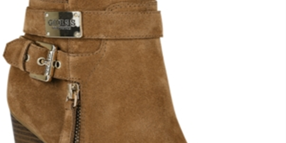 Botas femininas Guss de couro com zíper e salto grosso e bico redondo, tamanho 10 M