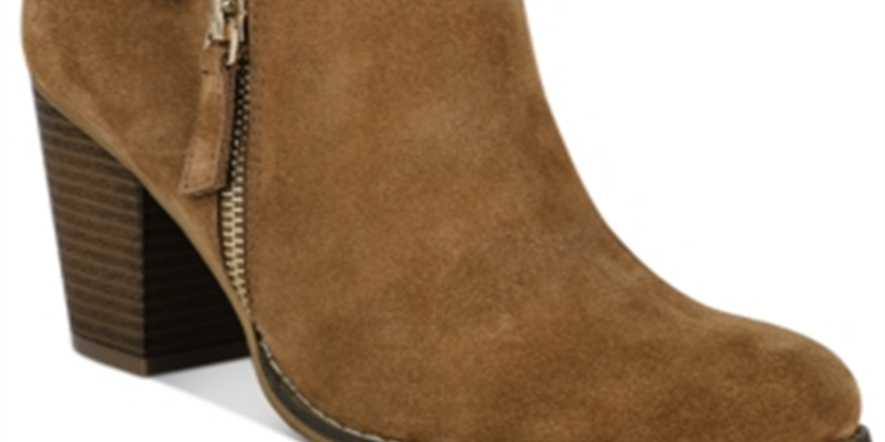 Botas femininas Guss de couro com zíper e salto grosso e bico redondo, tamanho 10 M