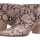 Botas femininas Anne Klein com salto bloco, bico amendoado, com absorção de impacto e zíper, em pele de cobra, bege, tamanho 9 M