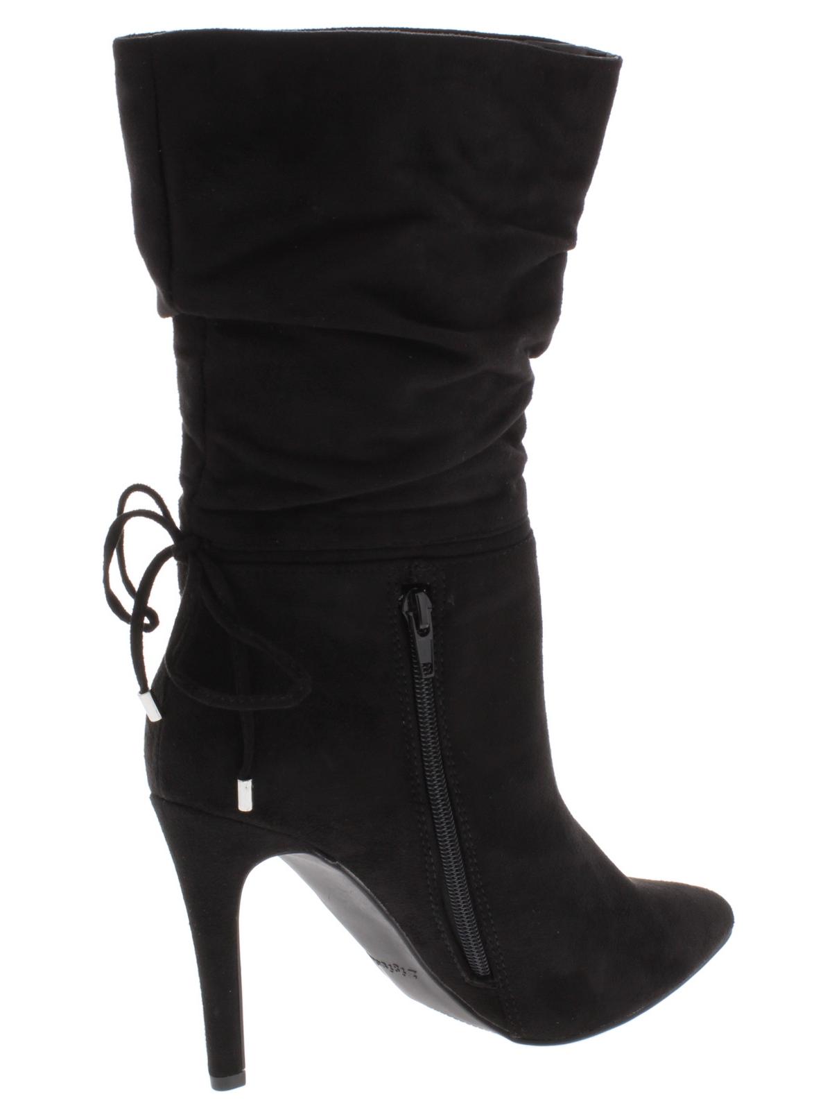 Botas femininas Zigi Soho Jeenie Fabric bico fino cano médio fashion pretas tamanho 7 M