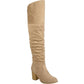 Bota feminina Journee Collection Kaison Wide Calf acima do joelho, tamanho 7, Stone