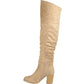 Bota feminina Journee Collection Kaison Wide Calf acima do joelho, tamanho 7, Stone