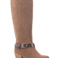 Botas de couro femininas American Rag, estilo Western Inspiration, com fivela e biqueira amendoada, salto bloco, marrom, tamanho 8 M