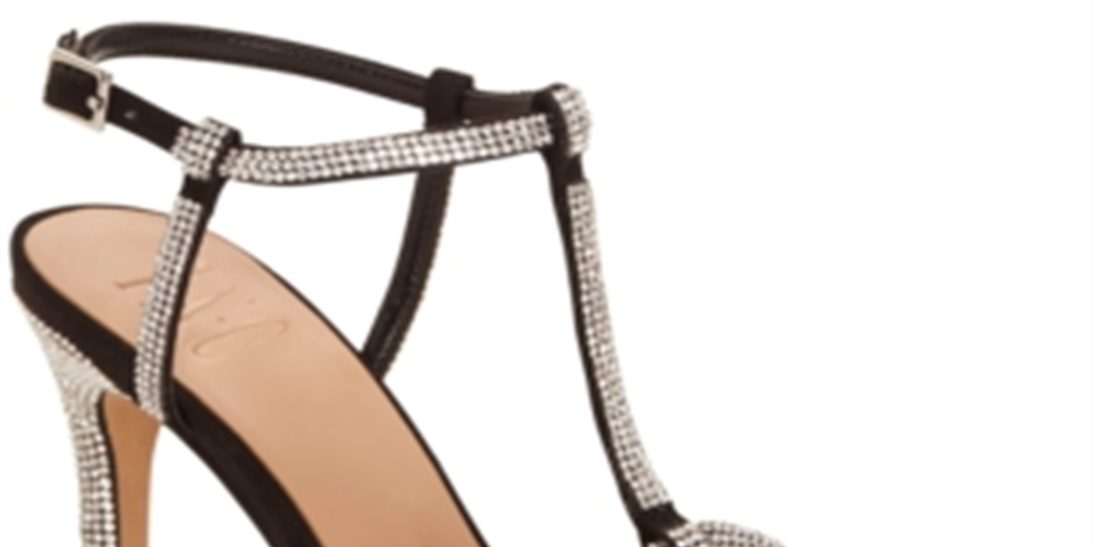 Sandálias femininas de festa com tiras em T e glitter da INC International Concepts, pretas, tamanho 9 M
