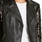 Jaqueta feminina INC de couro sintético com lantejoulas, preta escura, tamanho pequeno