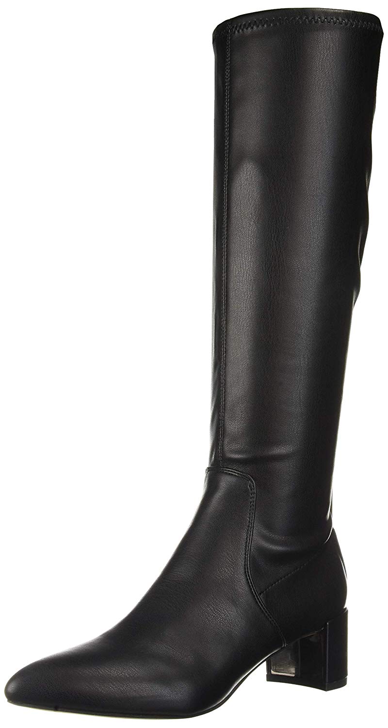 Franco Sarto Botas femininas de cano alto com bico amendoado e salto alto, pretas, tamanho 5M