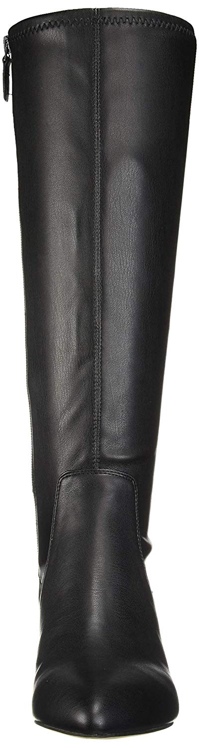 Franco Sarto Botas femininas de cano alto com bico amendoado e salto alto, pretas, tamanho 5M