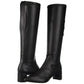 Franco Sarto Botas femininas de cano alto com bico amendoado e salto alto, pretas, tamanho 5M