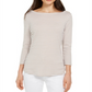 Blusa listrada feminina Charter Club manga 3/4 marrom tamanho médio