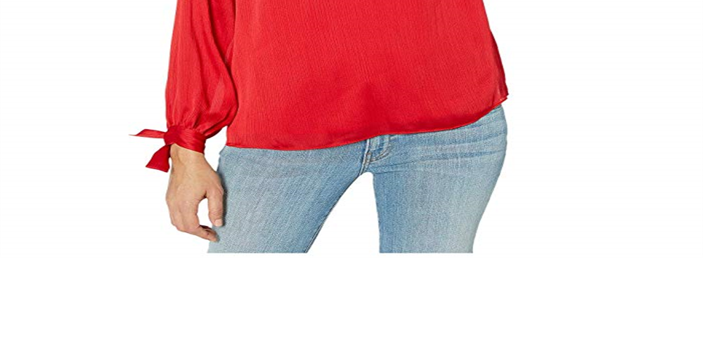 Blusa feminina Trina Turk Water Lily vermelha tamanho pequeno