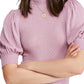 Blusa feminina de manga curta e gola alta Free People, rosa, tamanho pequeno