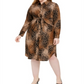 Vestido-camisa feminino Alfani Plus Size com estampa frontal e amarração, marrom, tamanho 28W